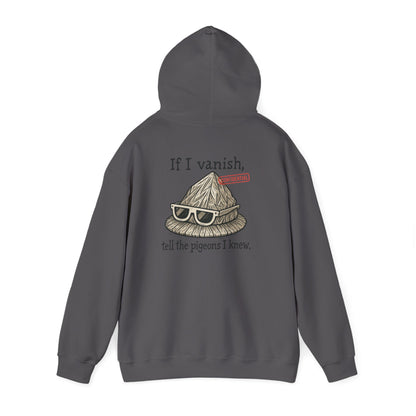 Hoodie — "If I Vanish, Tell the Pigeons I Knew" Funny Pigeon Skull Graphic Hoodie