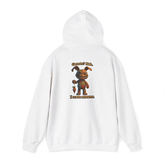 Horror Bunny Hoodie — 'I Crave Screams' Creepy Plush Horror Pullover