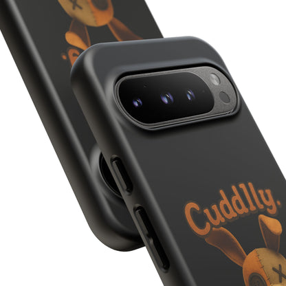 Phone Case — "Cuddly. Cracked. Kinda Dangerous." Cute Creepy Bunny Protective Case