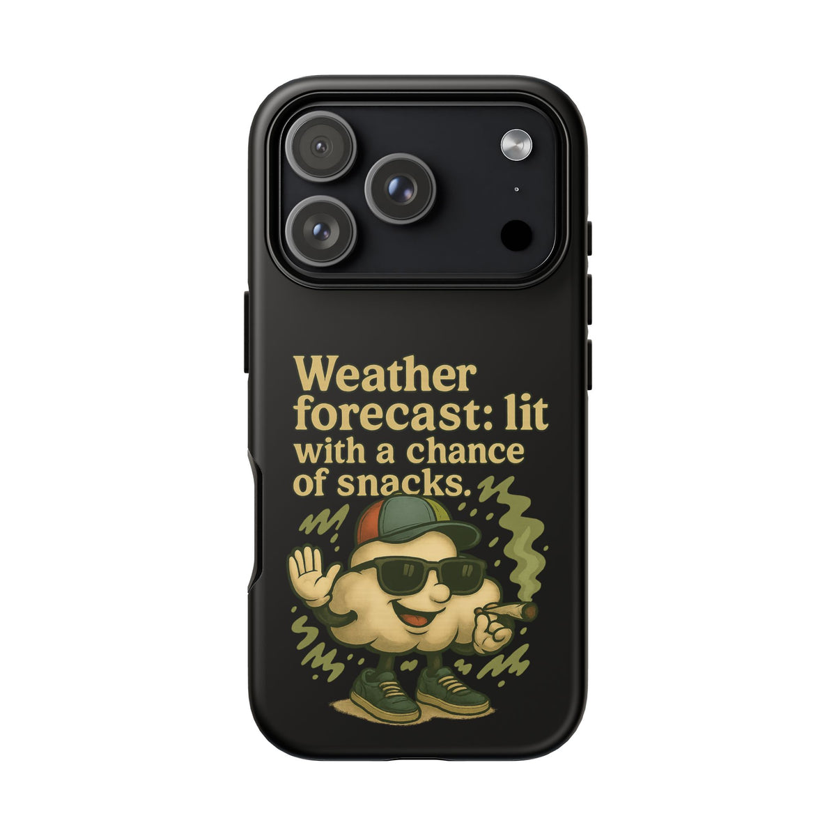 Phone Case — "Weather Forecast: Lit with a Chance of Snacks" Retro Graphic