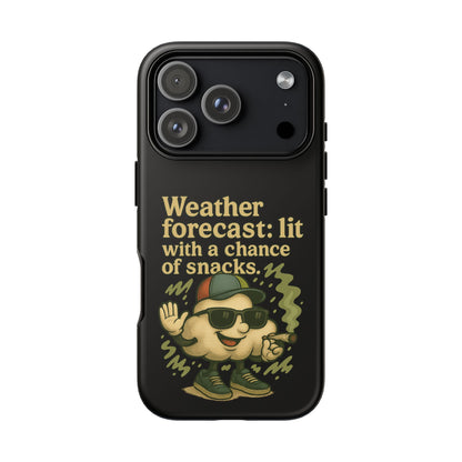 Phone Case — "Weather Forecast: Lit with a Chance of Snacks" Retro Graphic