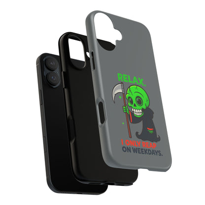Phone Case — 'Relax. I Only Reap on Weekdays.' Cute Green Grim Reaper Protective Cover