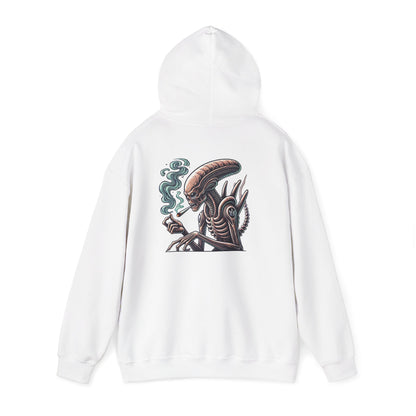 Alien Smoking Graphic Hoodie — Sci‑Fi Xenomorph Streetwear Pullover