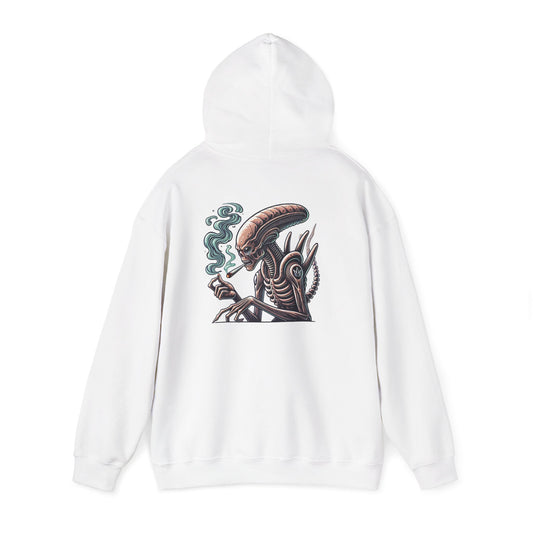 Alien Smoking Graphic Hoodie — Sci‑Fi Xenomorph Streetwear Pullover