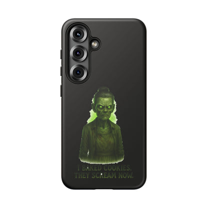 Spooky Green Ghost Phone Case — "I Baked Cookies, They Scream Now" Horror iPhone Cover