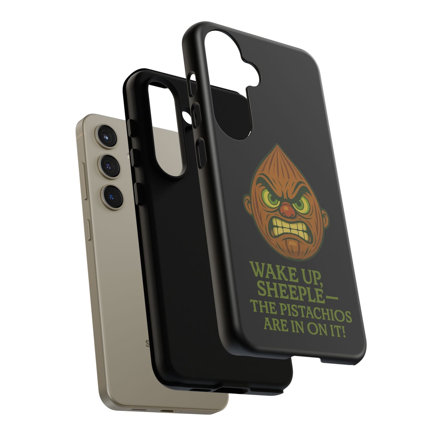 Angry Pistachio Phone Case — "Wake Up, Sheeple — The Pistachios Are In On It!"