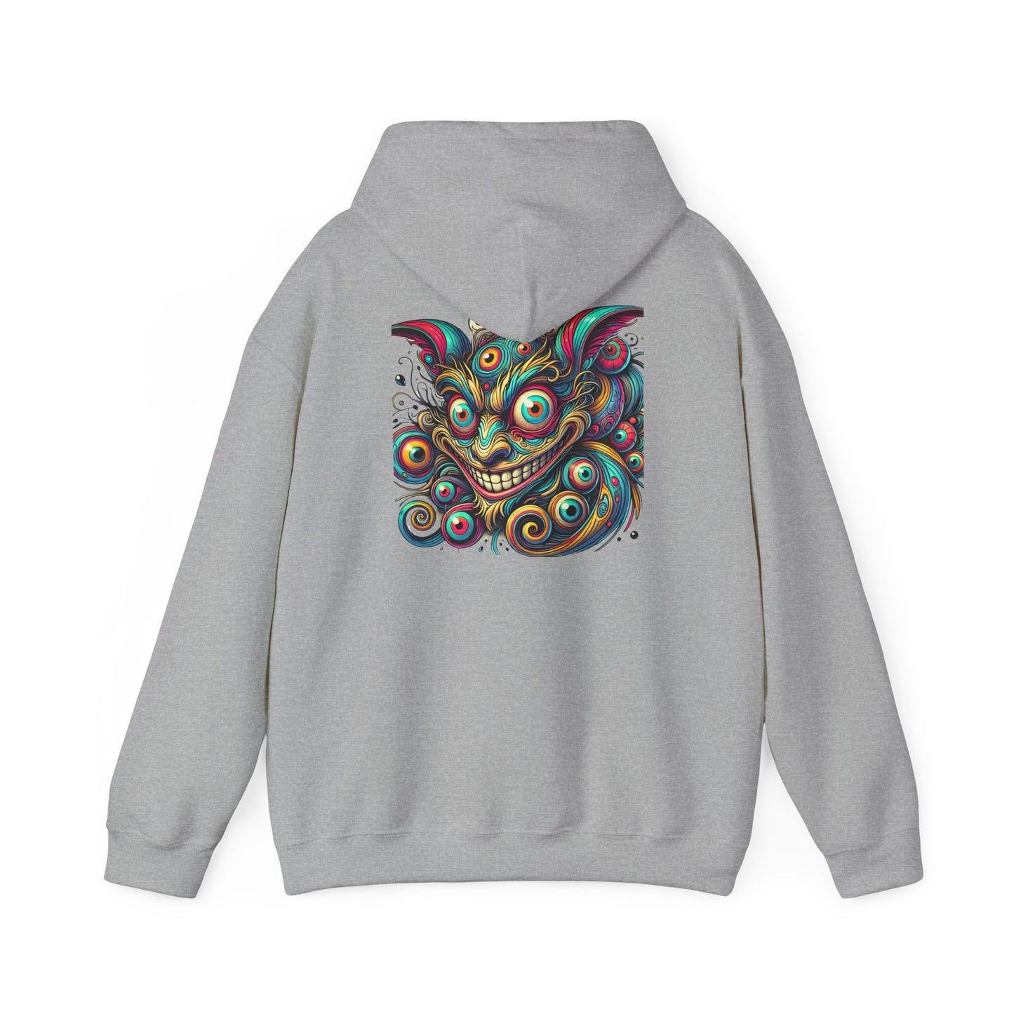 Demon Mask Hoodie — Vibrant Psychedelic Oni Graphic Hooded Sweatshirt