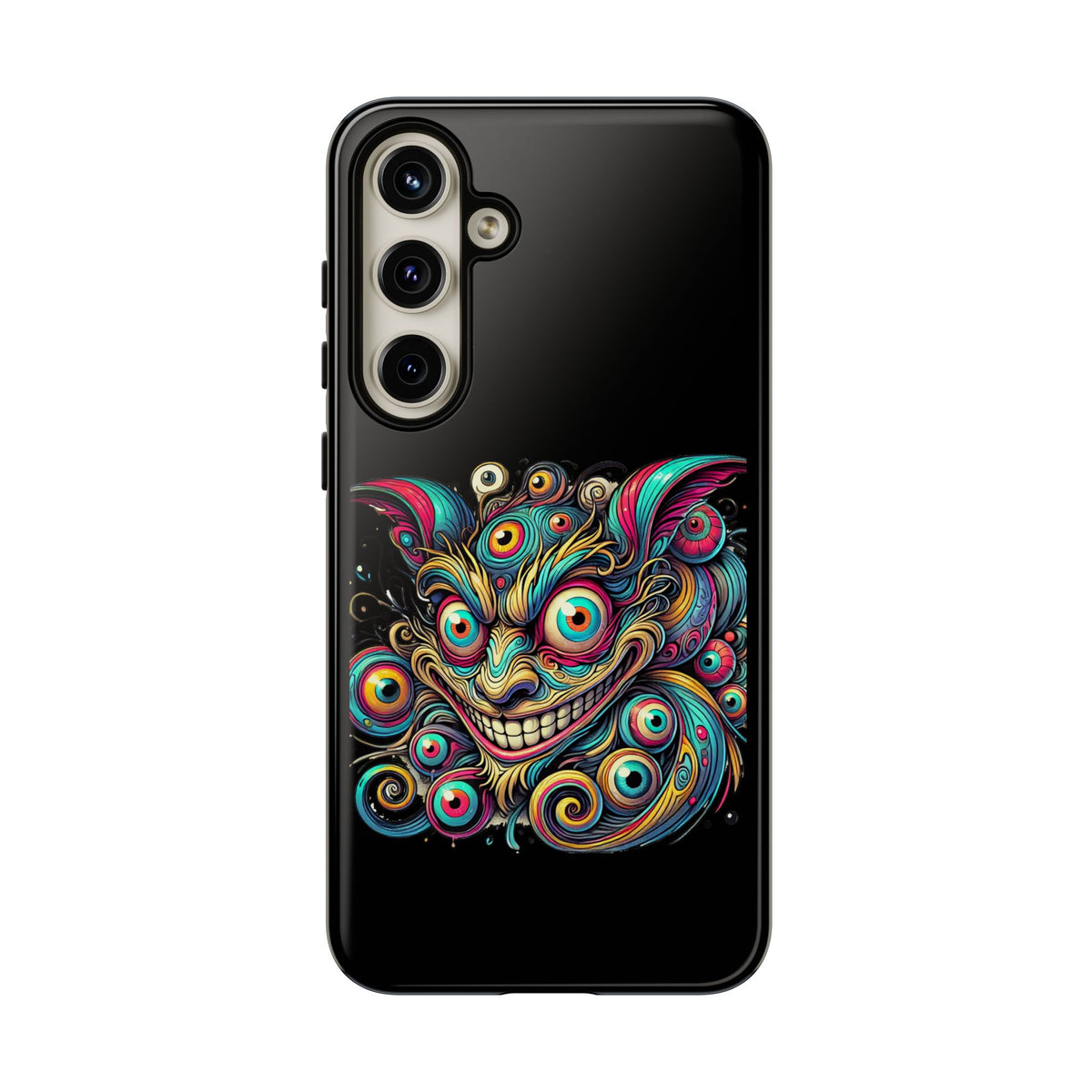 Psychedelic Mischief Phone Case — Colorful Grinning Monster Design