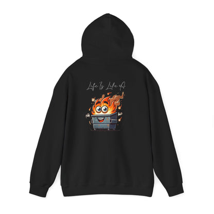 Dumpster Fire Hoodie — "Life's a Dumpster" Funny Graphic Pullover