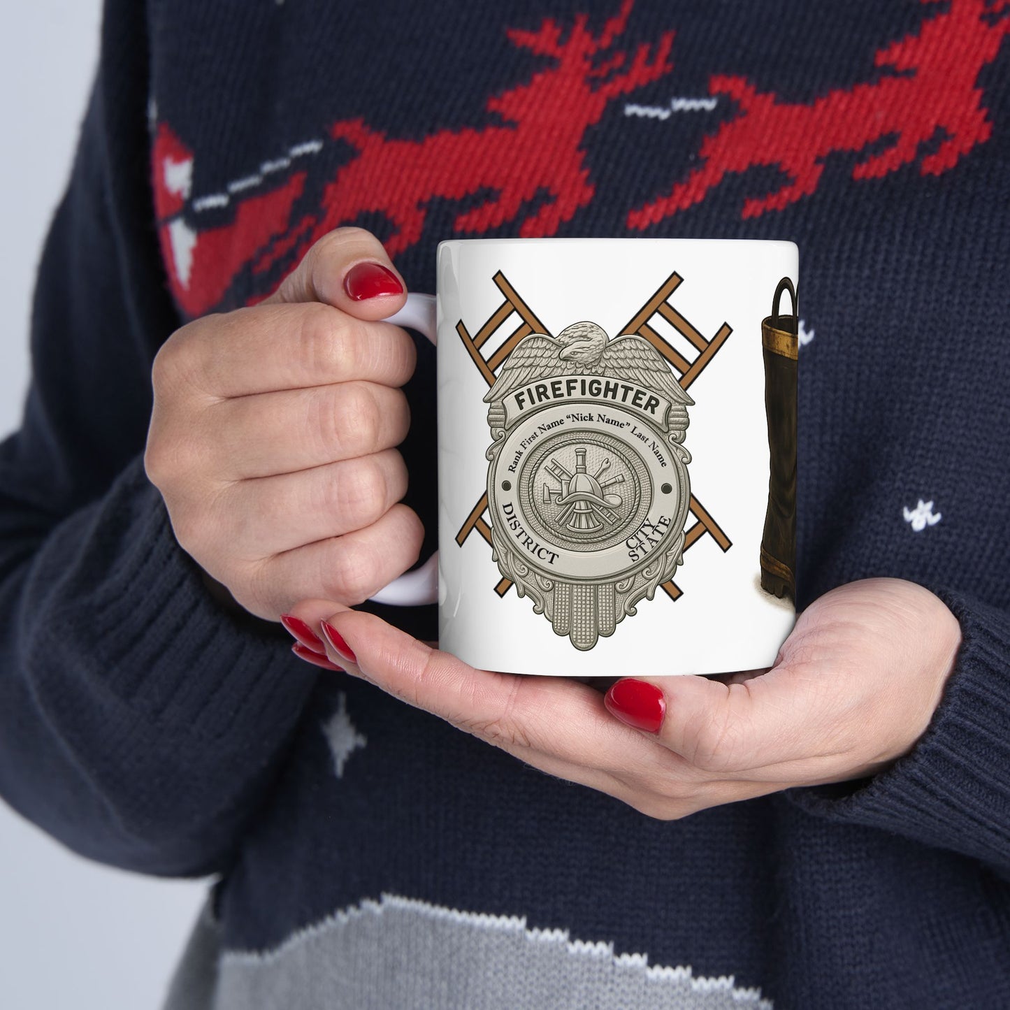 Courage Under Fire – Strength in the Smoke Firefighter Mug