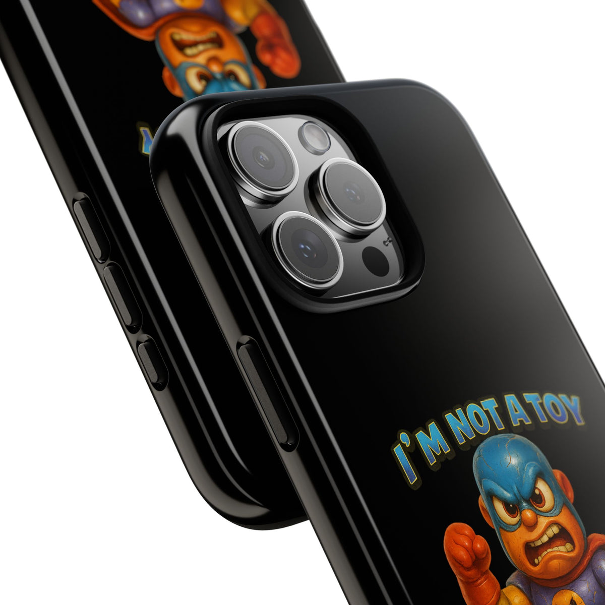 Phone Case — "I'm Not a Toy, I'm a Weaponized Tantrum" Cartoon Superhero Design
