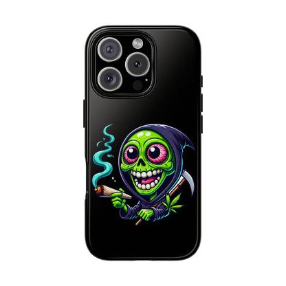 Grinning Stoner Grim Reaper Phone Case – Cannabis Skull iPhone Cover