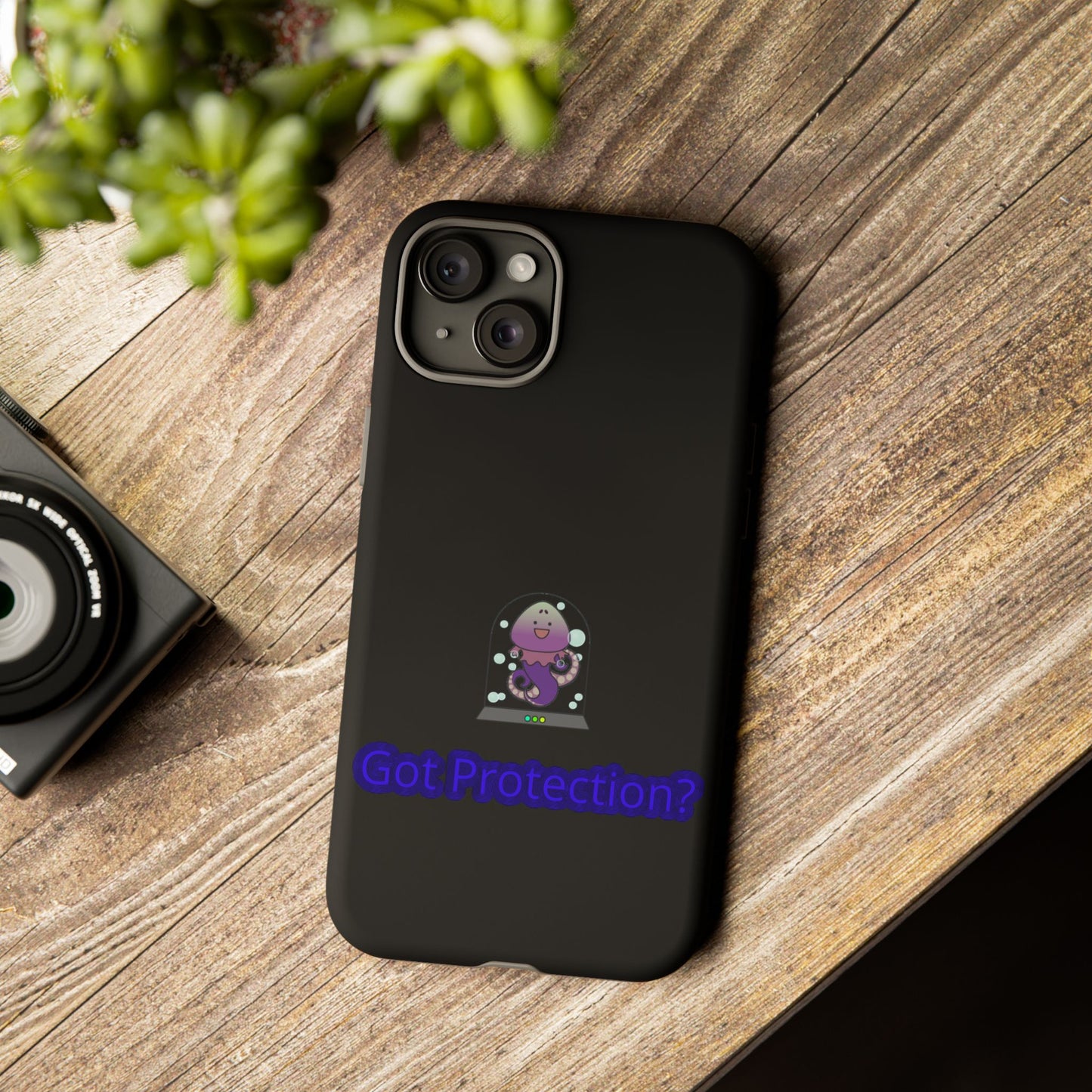 Phone Case — 'Got Protection?' Cute Purple Alien Anti-Shock Protective Cover