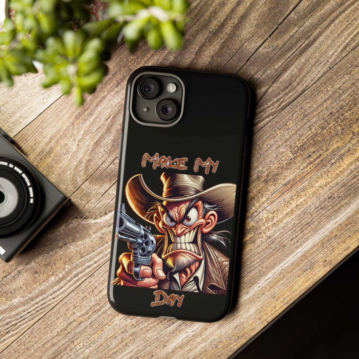 Phone Case - 'Make My Day' Cowboy Revolver Graphic Protective Case