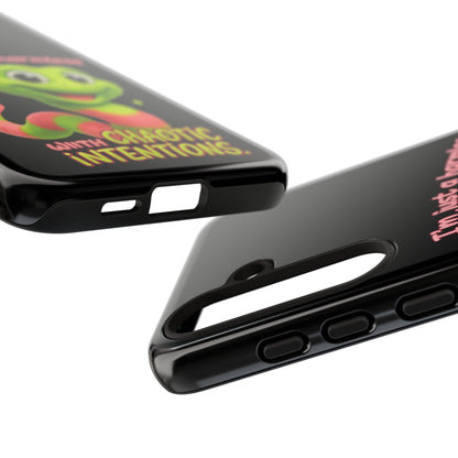 Phone Case — “I’m Just a Harmless Lil Worm… With Chaotic Intentions” Cute Cartoon Worm Design