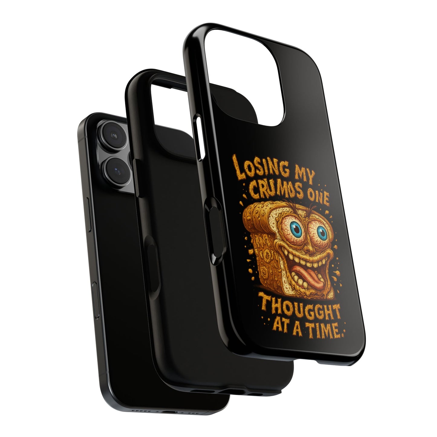 Phone Case — "Losing My Crumbs One Thought at a Time" Funny Retro Bread Illustration
