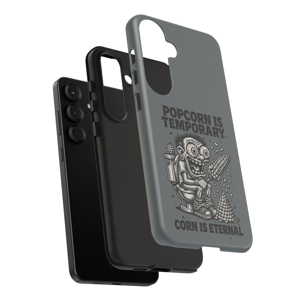 Phone Case — "Popcorn Is Temporary, Corn Is Eternal" Retro Zombie Corn Design