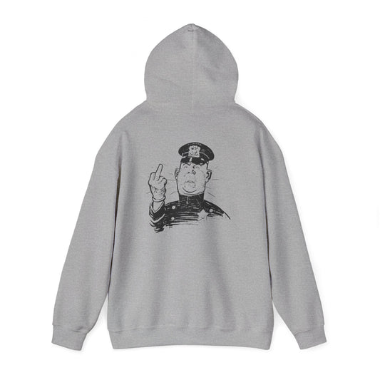 Hoodie — Sketch Cop Graphic Back Print Hooded Sweatshirt (Middle Finger Design)
