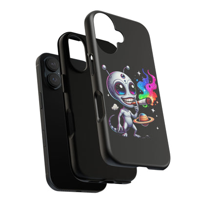 Alien Smoking Rainbow Galaxy Phone Case — Cute Cosmic Art Tough Case