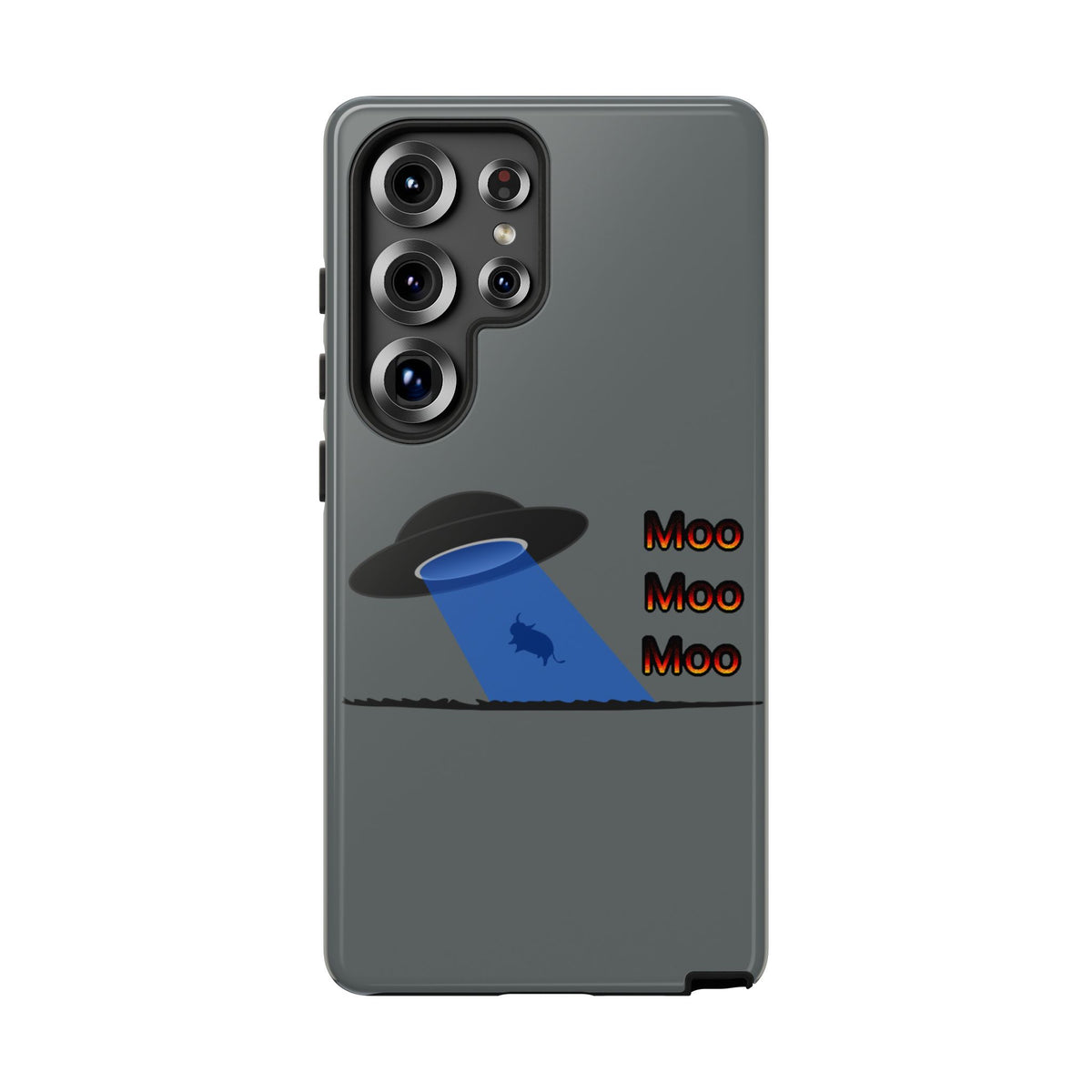 Phone Case — Funny UFO Cow Abduction Design with “Moo Moo Moo”