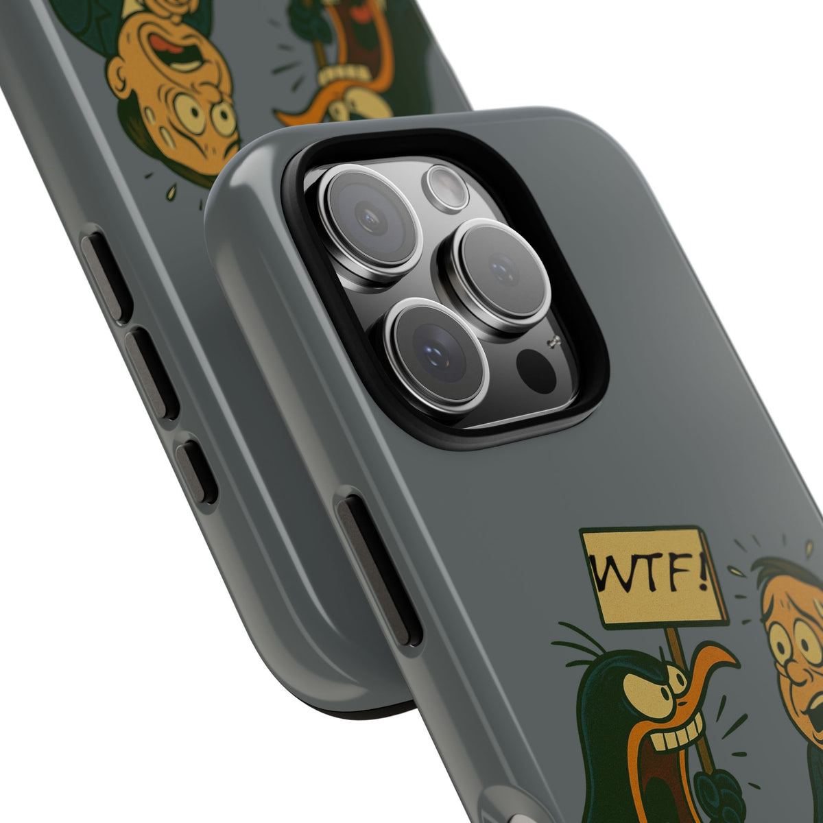 Phone Case - Cartoon Penguin Yelling 'WTF' at Shocked Man, Funny Protective iPhone Cover