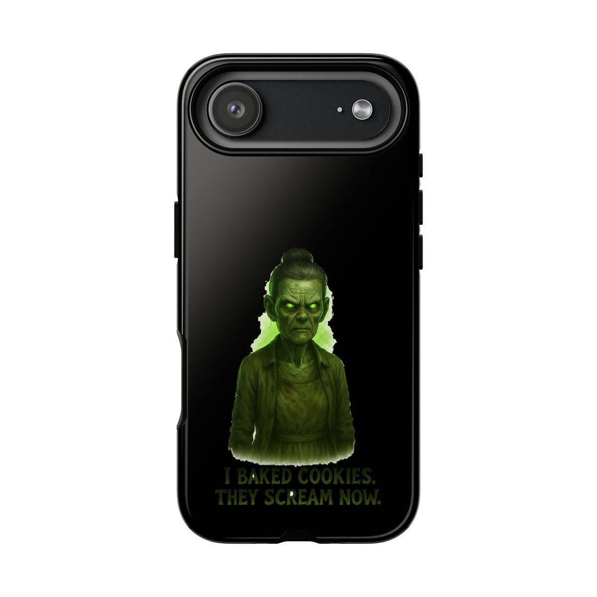 Spooky Green Ghost Phone Case — "I Baked Cookies, They Scream Now" Horror iPhone Cover