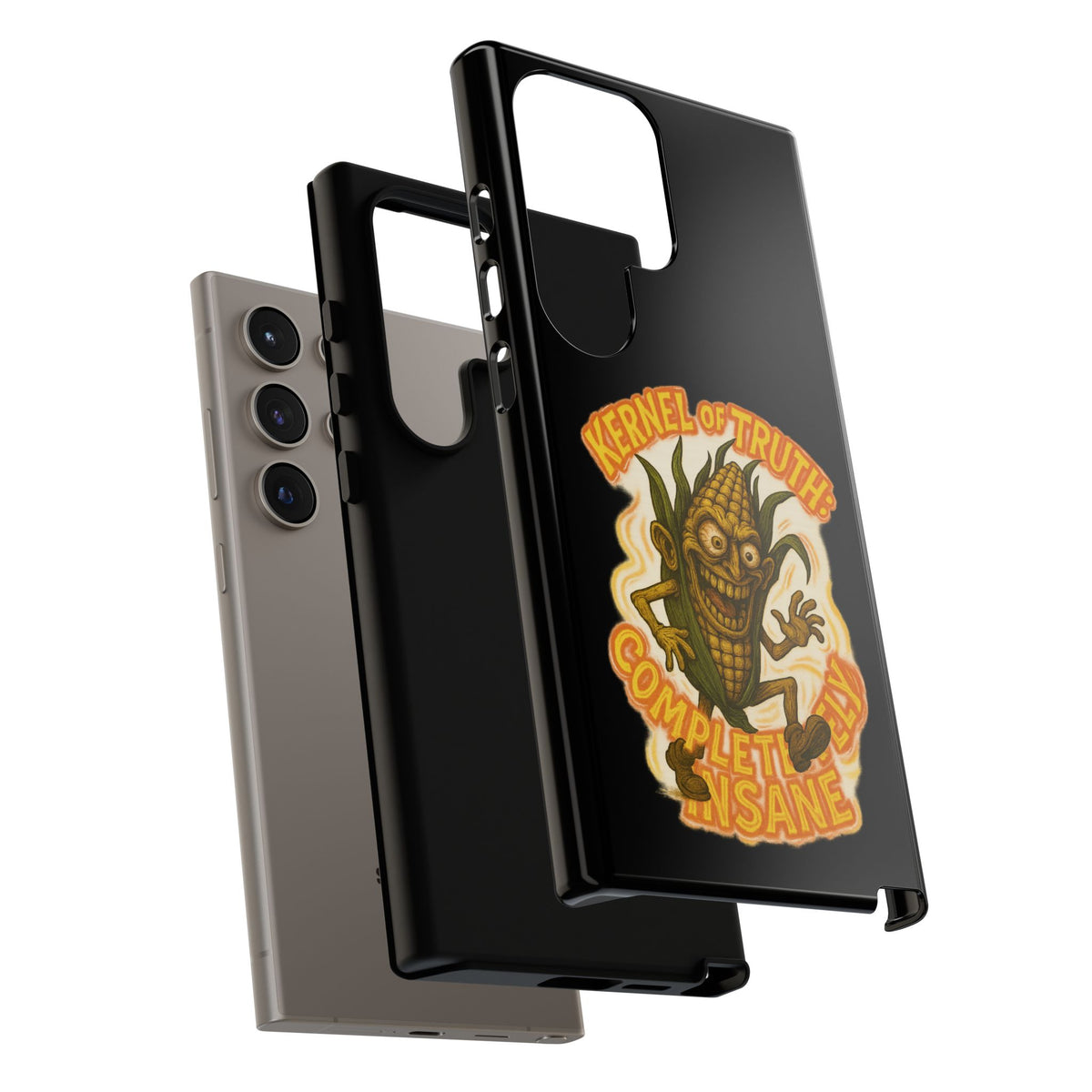 Corny Horror Phone Case - “Kernel of Truth, Completely Insane” Retro Corn Monster