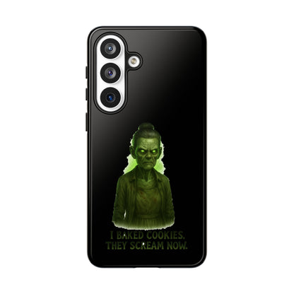 Spooky Green Ghost Phone Case — "I Baked Cookies, They Scream Now" Horror iPhone Cover