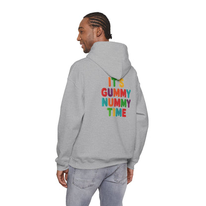 Gummy Nummy Time Hoodie — Colorful Retro Candy Phrase Pullover