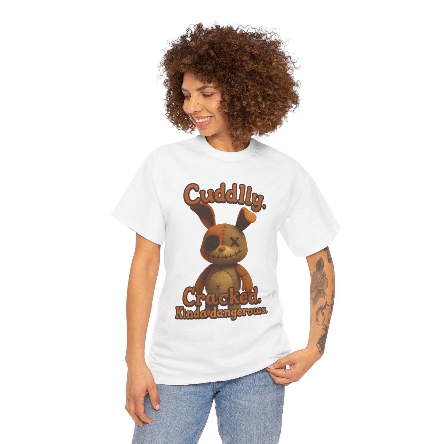 Cuddly Cracked Bunny Tee | Distressed Stuffed Animal Graphic