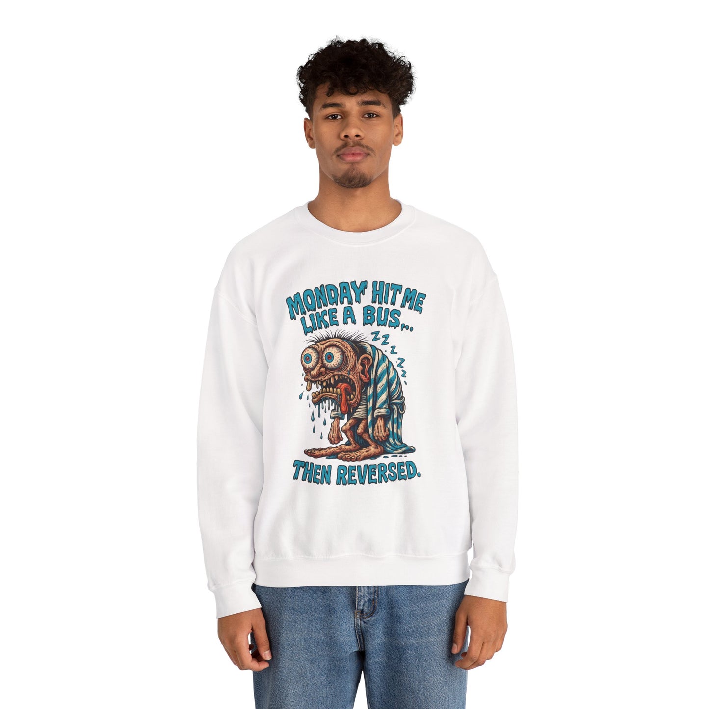 Monday Hit Me Like a Bus Crewneck Sweatshirt