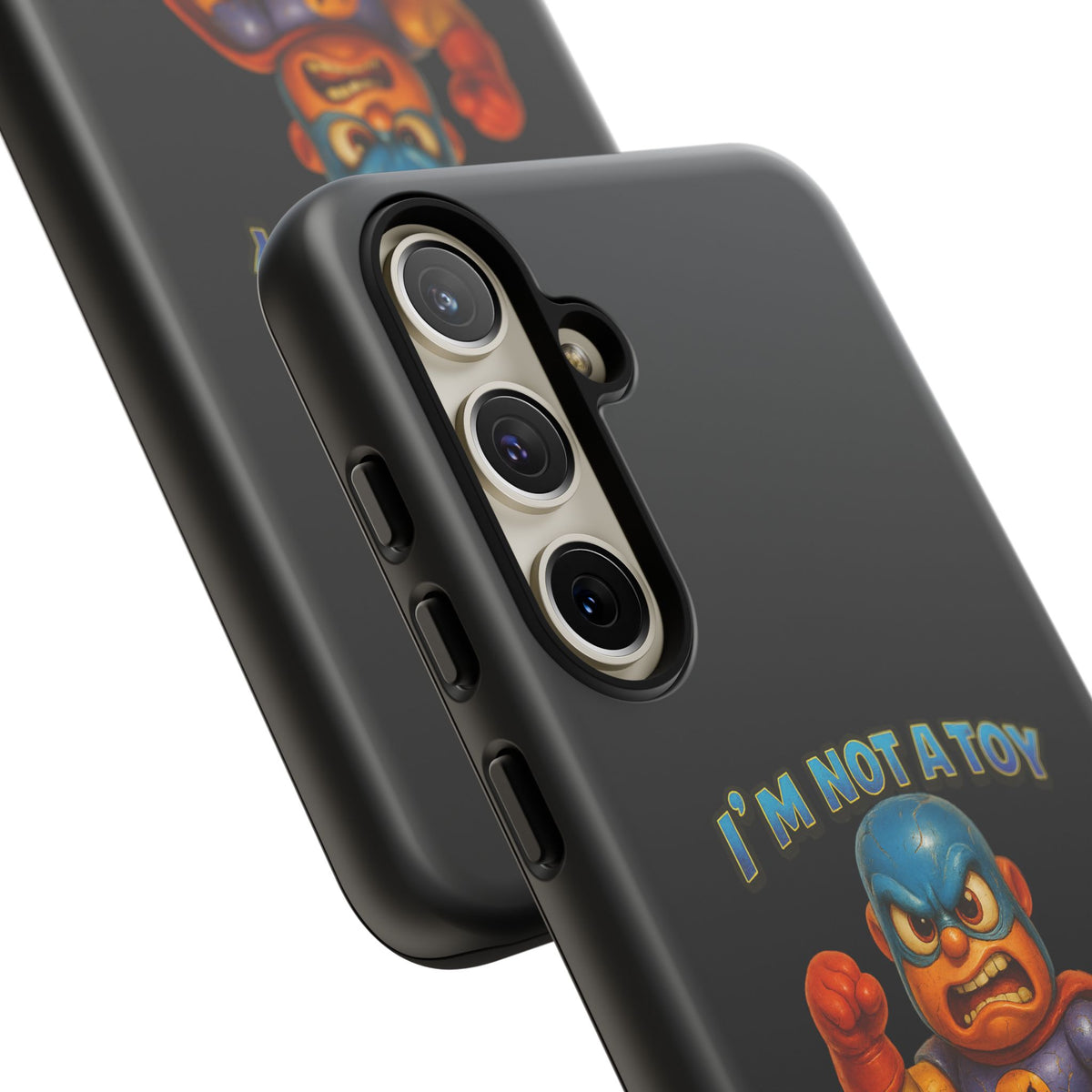 Phone Case — "I'm Not a Toy, I'm a Weaponized Tantrum" Cartoon Superhero Design
