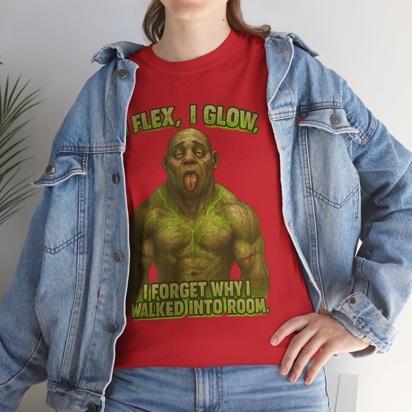 Funny Muscle Monster T‑Shirt — "I Flex, I Glow, I Forget Why I Walked Into Room" Gym Tee