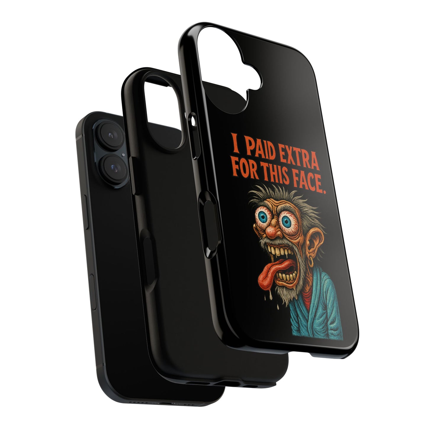 Funny ‘I Paid Extra For This Face’ Phone Case — Retro Horror Cartoon Design