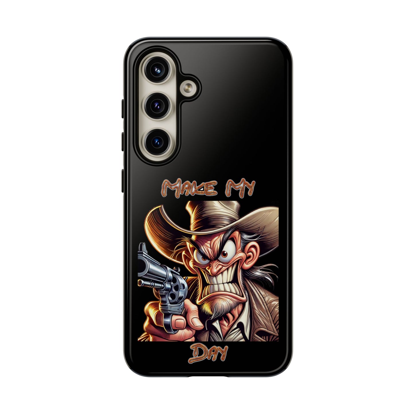 Phone Case - 'Make My Day' Cowboy Revolver Graphic Protective Case