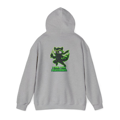 Raccoon Mascot Hoodie – "I Came, I Saw, I Raccooned" Graphic Pullover