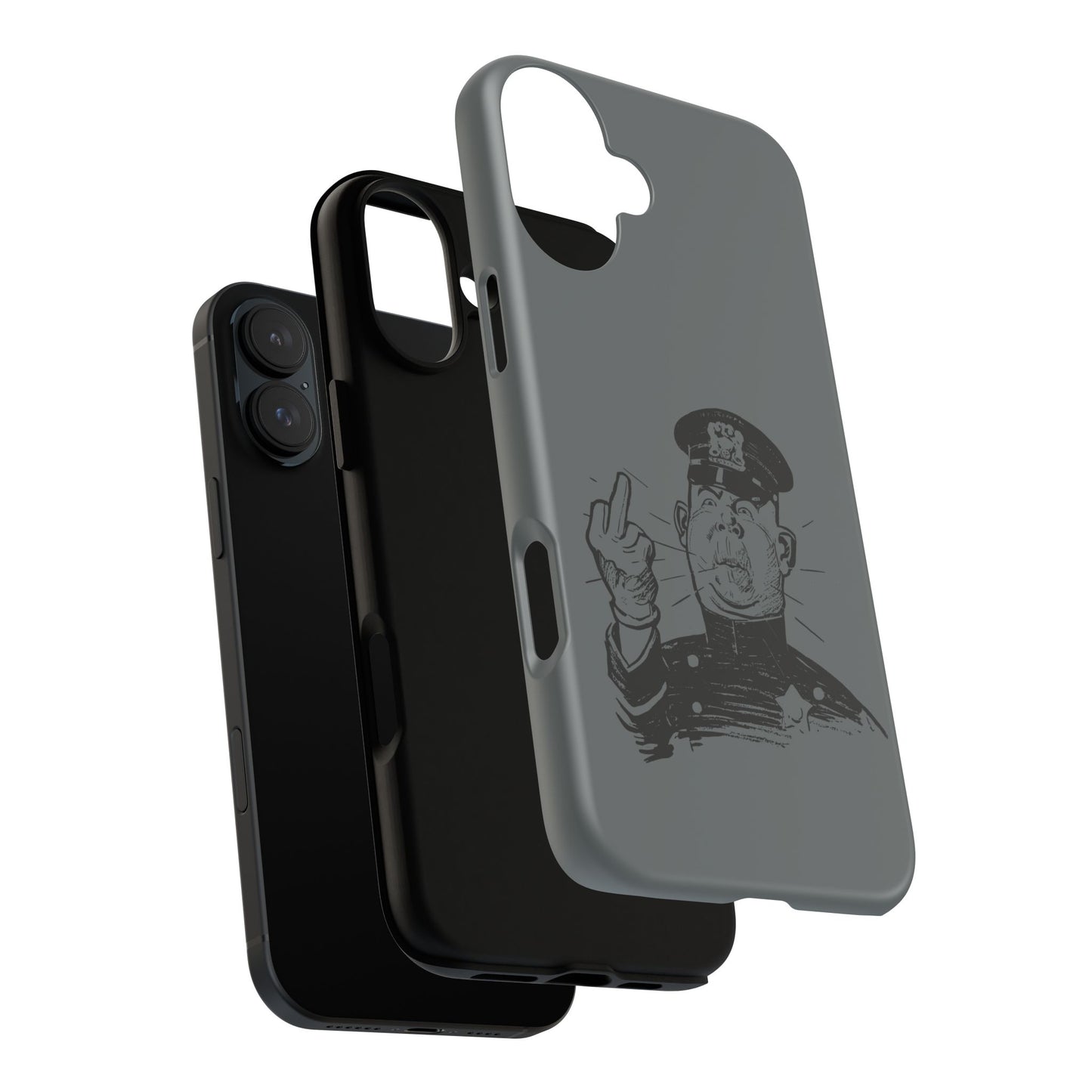 Vintage Cop Middle Finger Phone Case — Edgy Retro iPhone Protective Cover