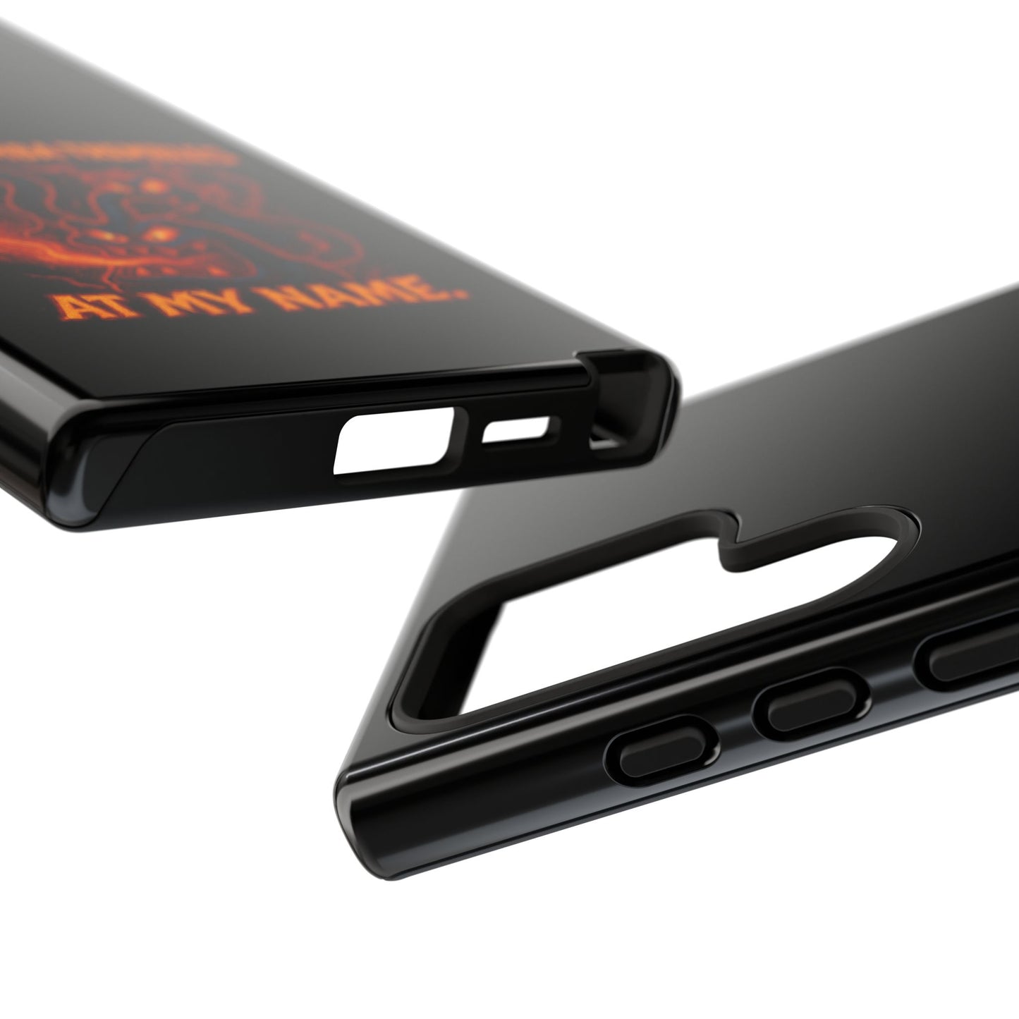 Phone Case — "Your Roomba Trembles at My Name" Fiery Cat Design