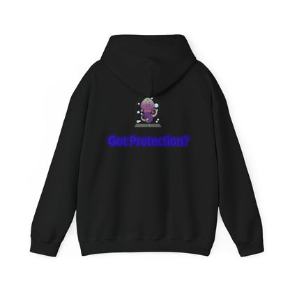 Got Protection? Hoodie — Cute Purple Guardian Character Hooded Sweatshirt