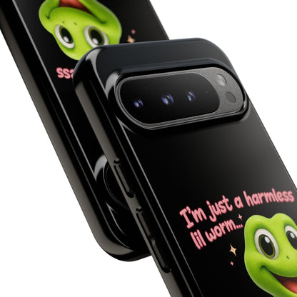 Phone Case — “I’m Just a Harmless Lil Worm… With Chaotic Intentions” Cute Cartoon Worm Design