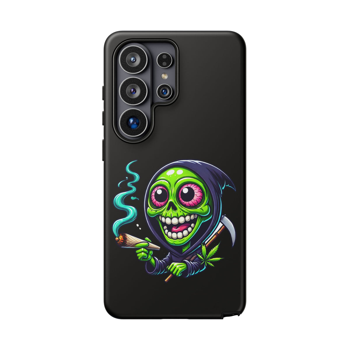 Grinning Stoner Grim Reaper Phone Case – Cannabis Skull iPhone Cover