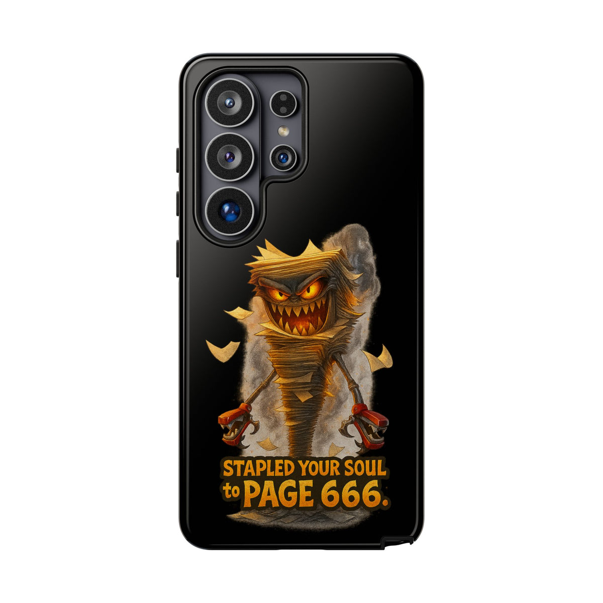 Phone Case — Halloween Mummy Creature “Stapled Your Soul to Page 666” Horror Design