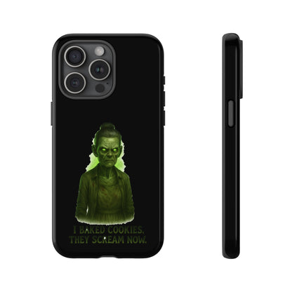 Spooky Green Ghost Phone Case — "I Baked Cookies, They Scream Now" Horror iPhone Cover