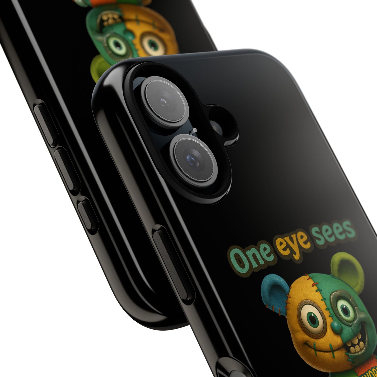Phone Case — 'One Eye Sees, The Other Sees Your Browser History' Patchwork Bear Design