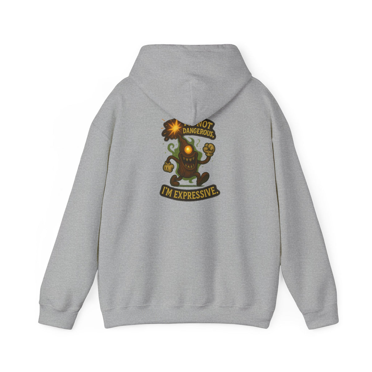 Expressive Pumpkin Character Hoodie — "Not Dangerous, I'm Expressive" Halloween Sweatshirt