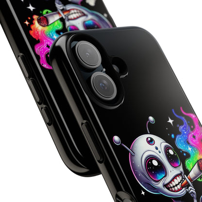 Alien Smoking Rainbow Galaxy Phone Case — Cute Cosmic Art Tough Case