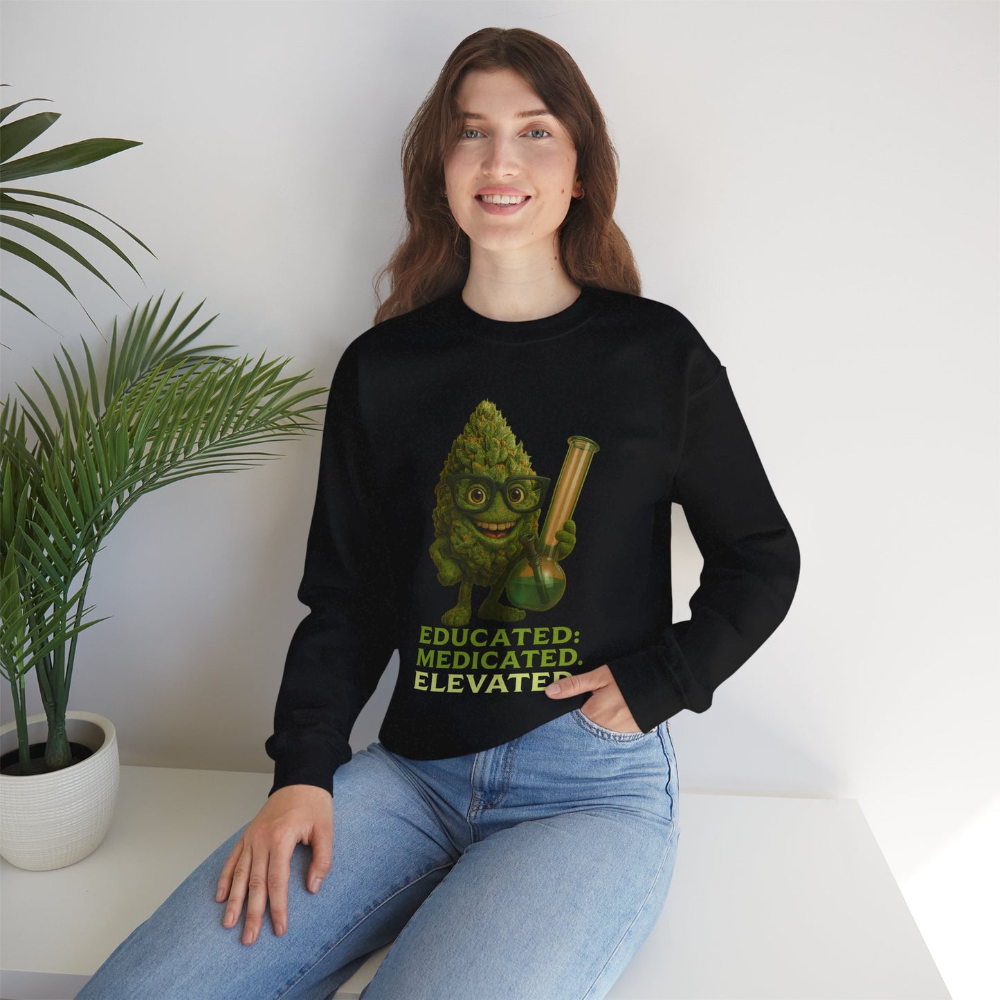 Educated. Medicated. Elevated. Crewneck Sweatshirt – Bud Edition
