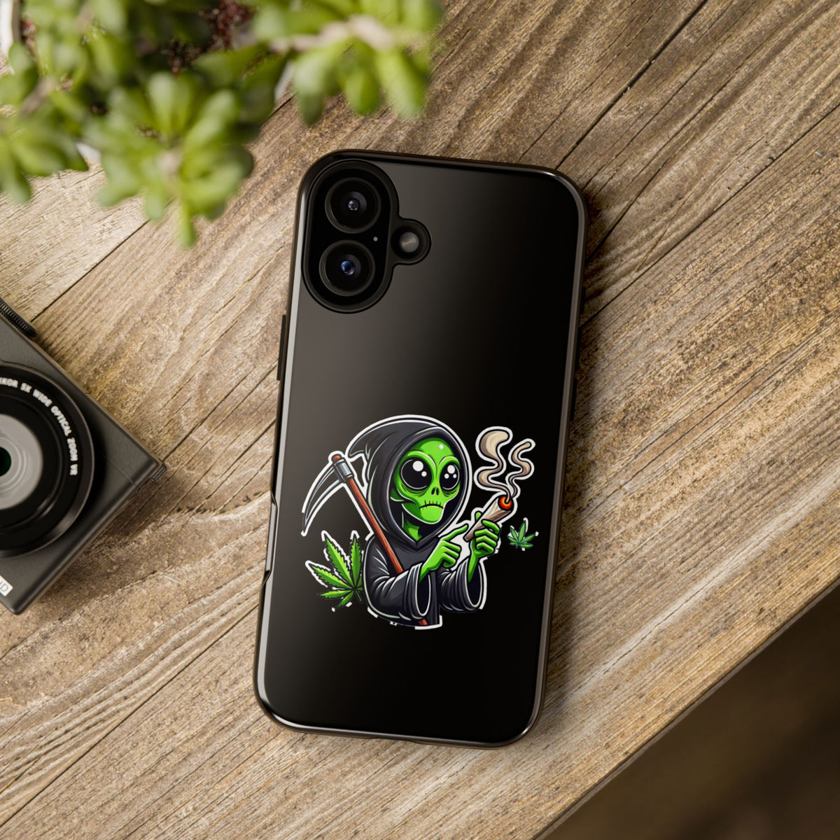 Reaper Alien Phone Case – Cute Grim Reaper Smoking Weed iPhone Case