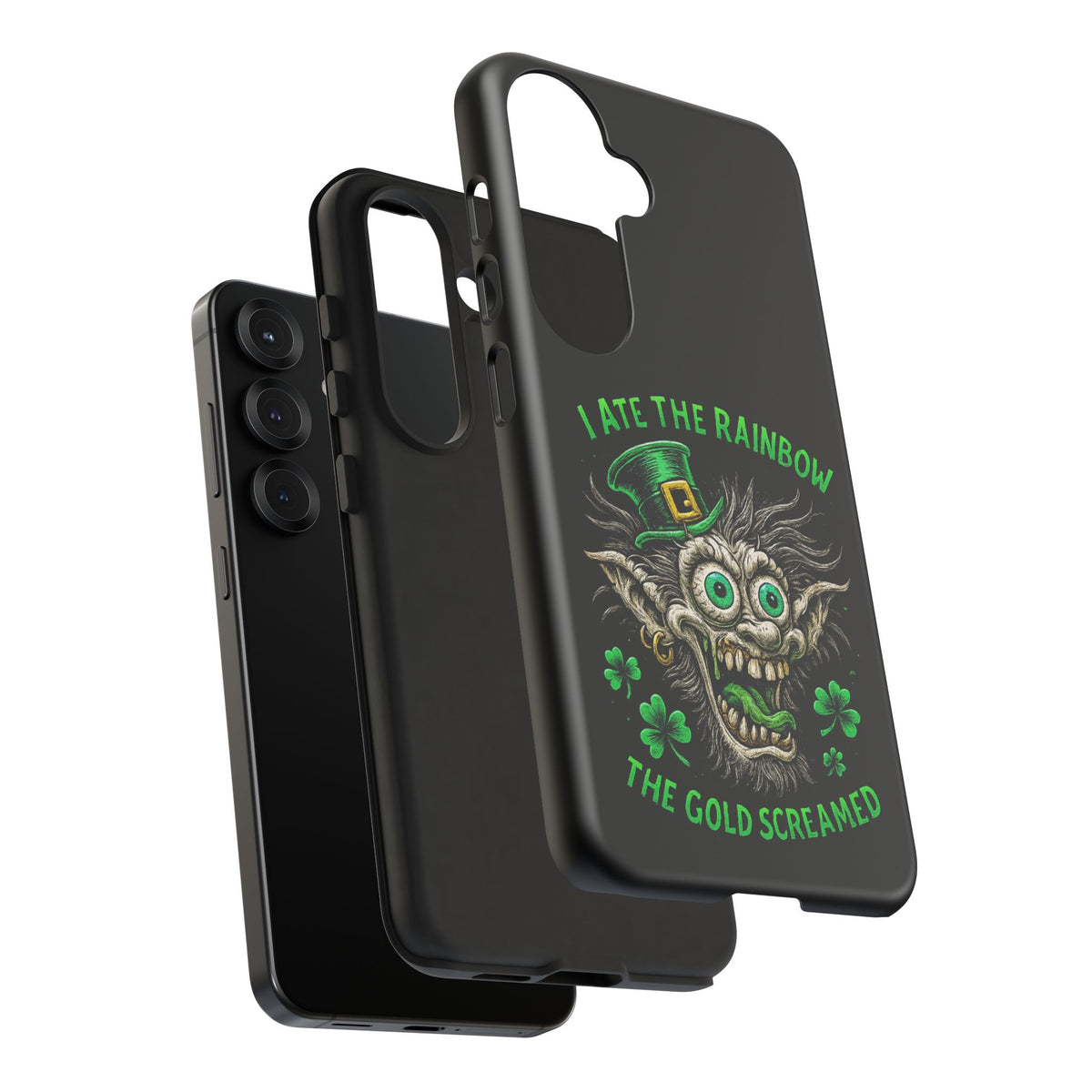 St. Patrick's Horror Phone Case — "I Ate the Rainbow, The Gold Screamed" Lucky Goblin Design