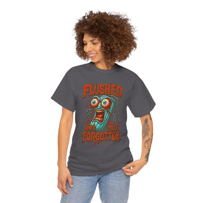 Flushed But Not Forgotten – Blood Red Letter Horror Tee